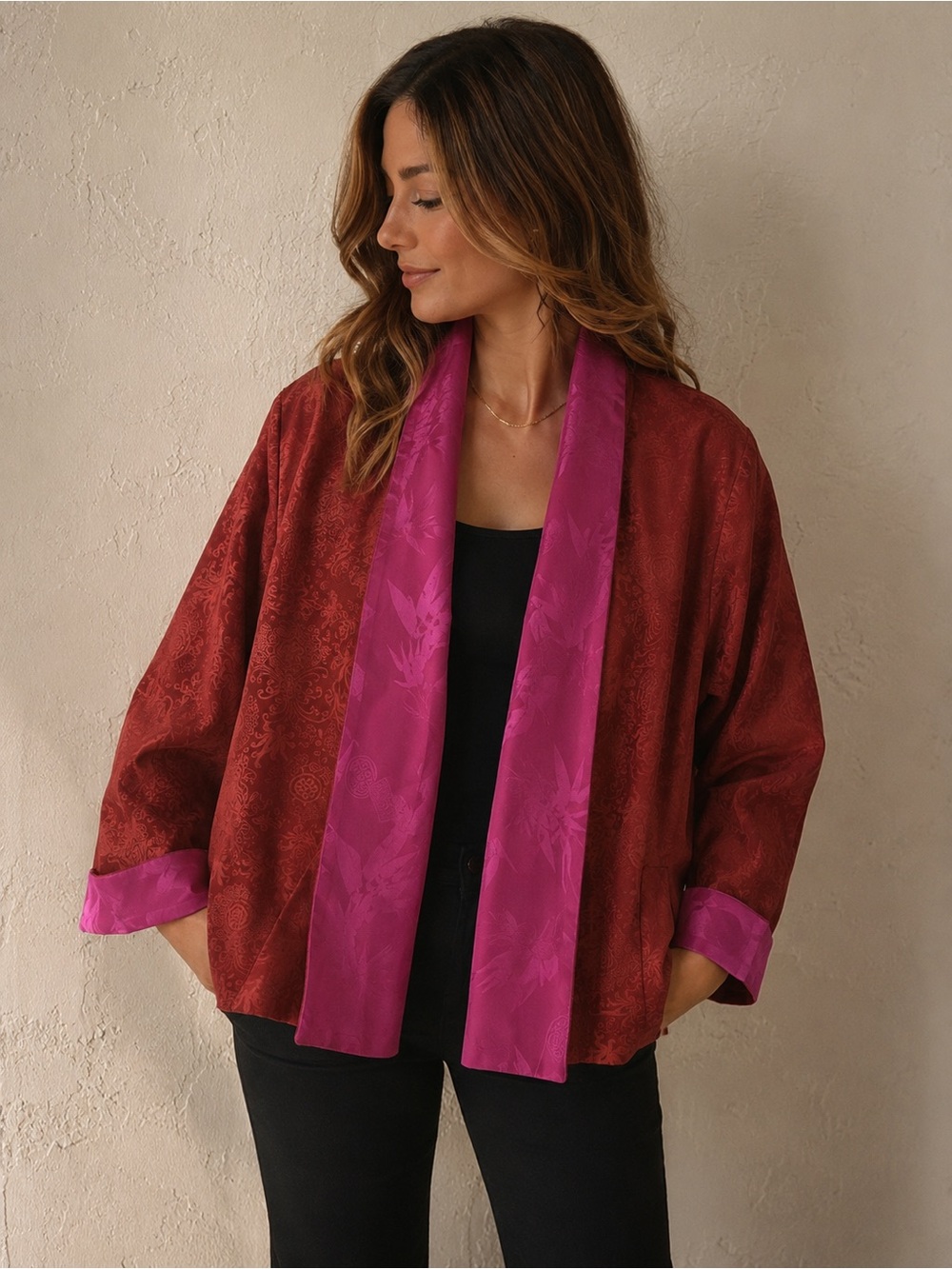 HANDMADE SILK BOXY OPEN JACKET